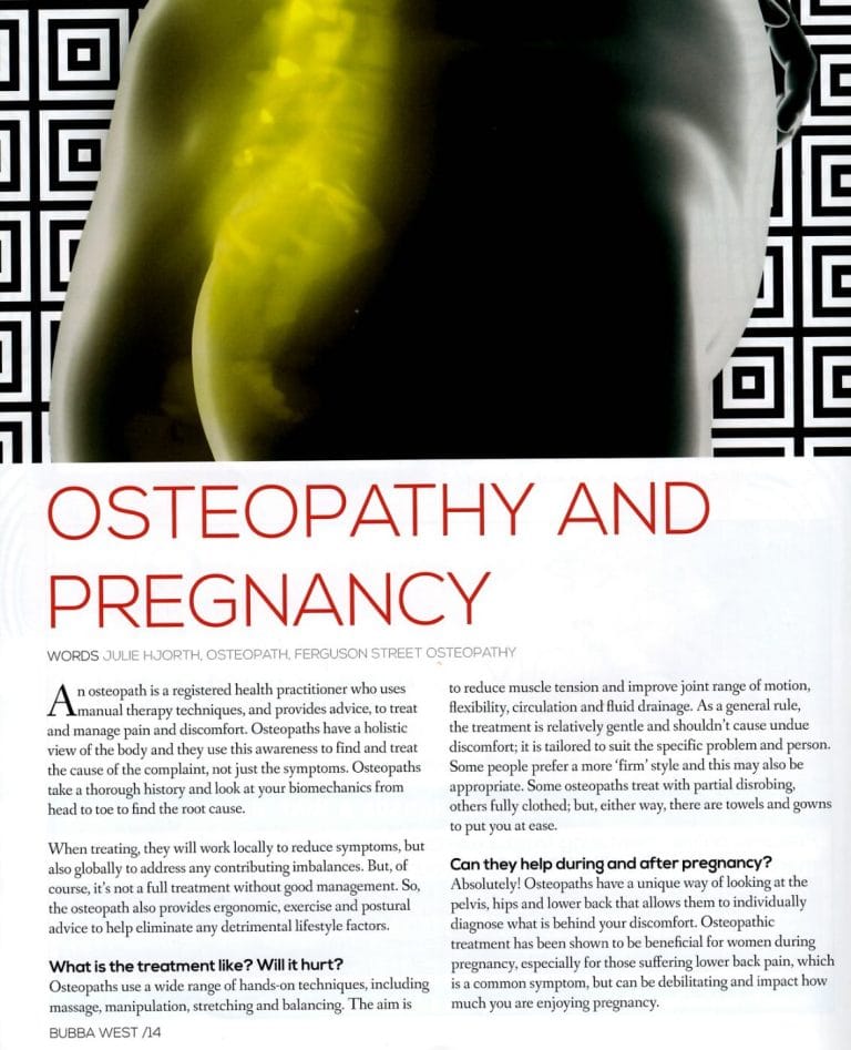 Osteopathy and Pregnancy, Bubba West – Julie Hjorth